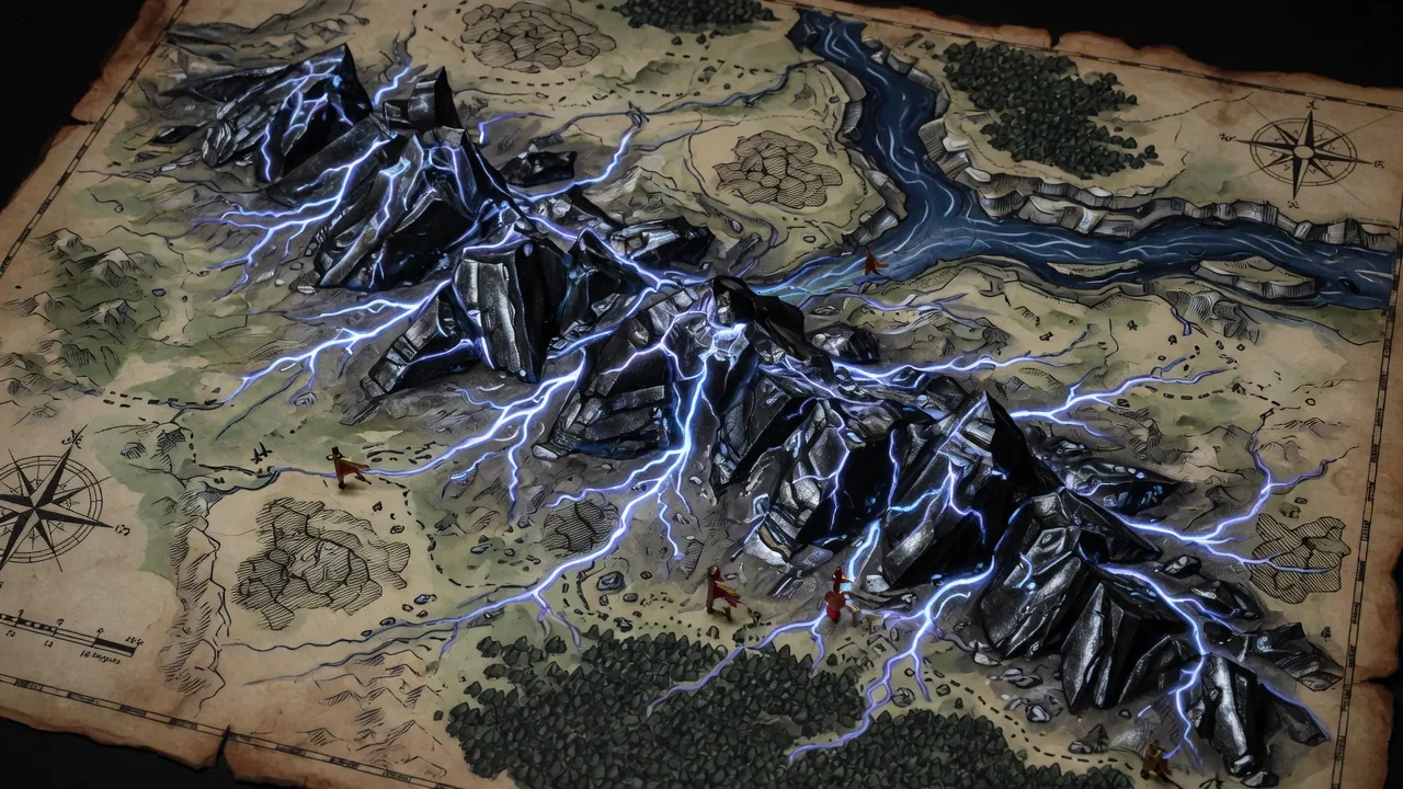 Adamantine Ridge — silver-veined rare metal terrain